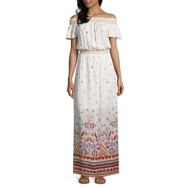 A.n.a. Off The Shoulder Bordered Maxi Dress
