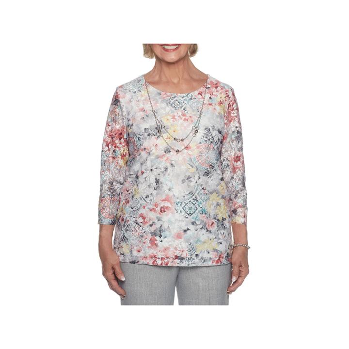 Alfred Dunner Lakeshore Drive 3/4 Sleeve Layered Top