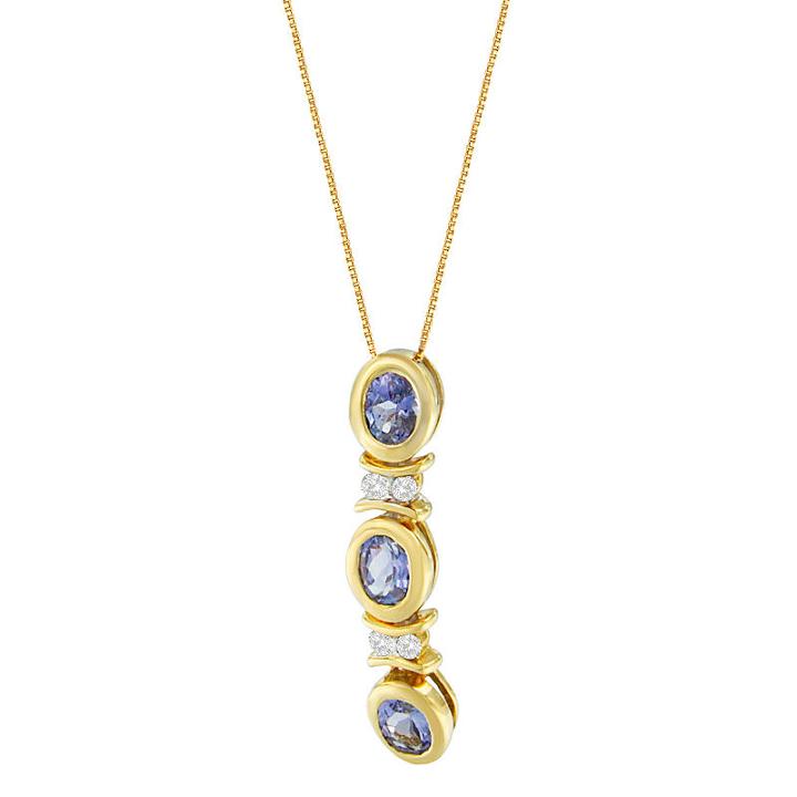 Womens Diamond Accent Blue Tanzanite 14k Gold Pendant Necklace