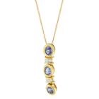 Womens Diamond Accent Blue Tanzanite 14k Gold Pendant Necklace