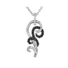 1/3 Ct. T.w. White And Color-enhanced Black Diamond Sterling Silver Pendant Necklace