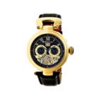 Heritor Automatic Ganzi Mens Leather Day & Date-gold/black Watches
