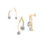White Cubic Zirconia 18k Gold Over Silver Drop Earrings