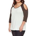 3/4 Sleeve Scoop Neck T-shirt-juniors Plus