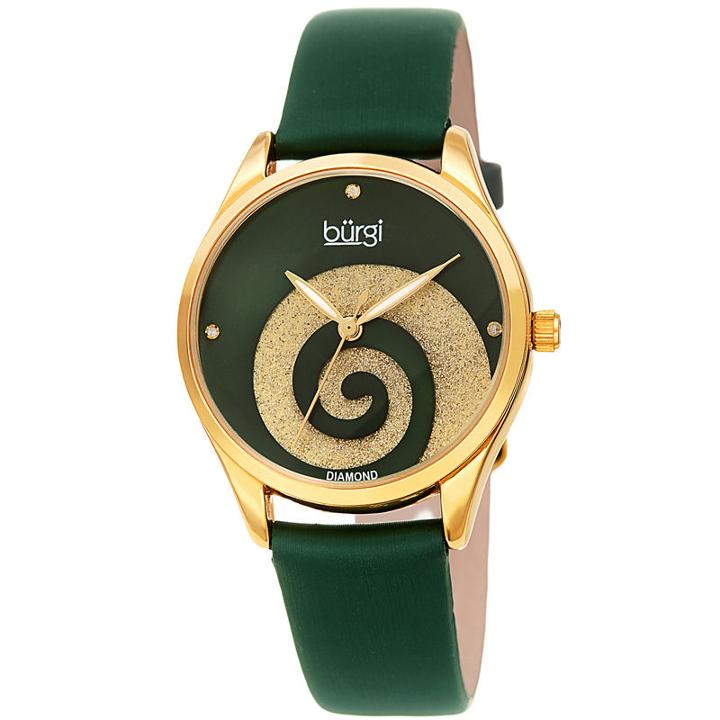 Burgi Womens Green Strap Watch-b-201gn