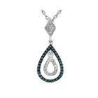 1/5 Ct. T.w. White And Color-enhanced Blue Diamond Sterling Silver Teardrop Pendant Necklace