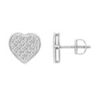 1/6 Ct. T.w. Genuine White Diamond 10k White Gold 8.4mm Heart Stud Earrings