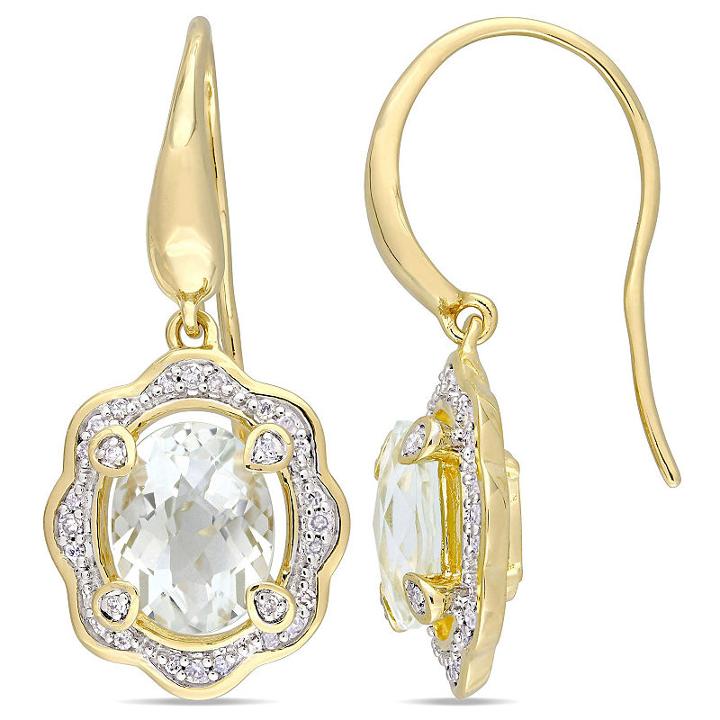 1/5 Ct. T.w. Genuine Green Amethyst 18k Gold Over Silver Drop Earrings