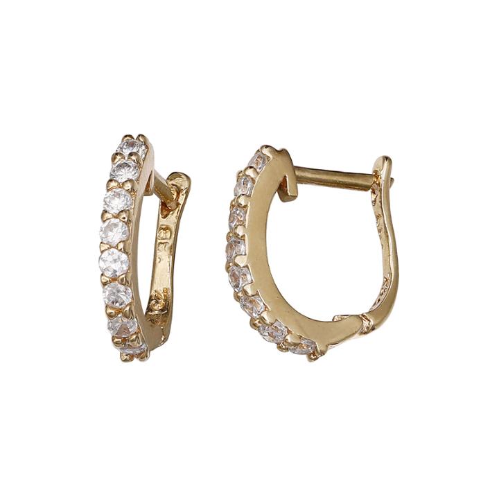Cubic Zirconia 14k Yellow Gold Over Sterling Silver Huggie Hoop Earrings