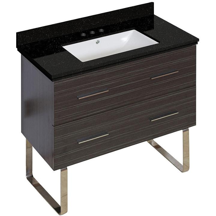 36-in. W Floor Mount Dawn Grey Vanity Set For 3h4-in. Drilling Black Galaxy Top White Um Sink