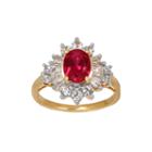 Lab-created Ruby And White Sapphire Starburst Ring