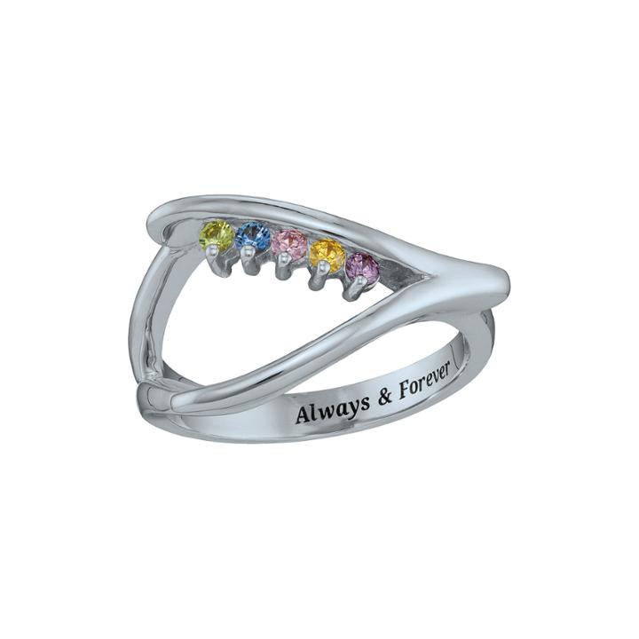 Personalized Birthstone Wishbone Ring