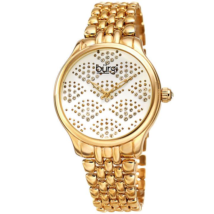 Burgi Womens Gold Tone Strap Watch-b-205yg