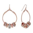 Nicole By Nicole Miller Rose Gold-tone Circle Earrings W/ Crystal Accents