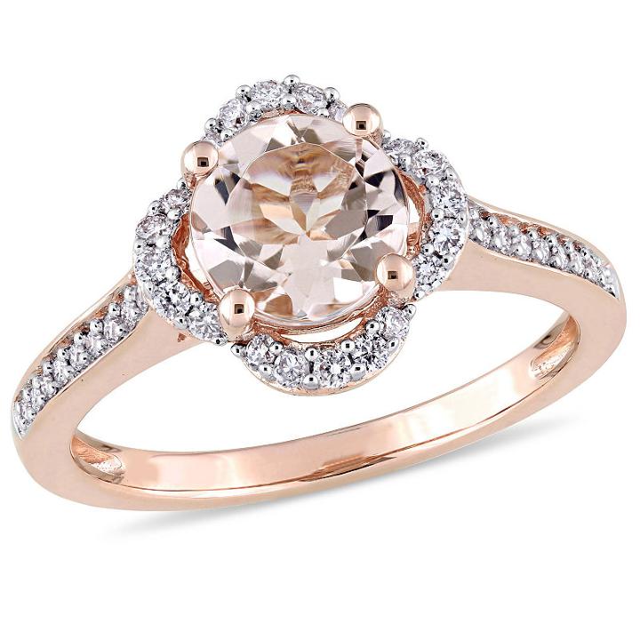 Womens 1/7 Ct. T.w. Genuine Pink Morganite 14k Gold Cocktail Ring