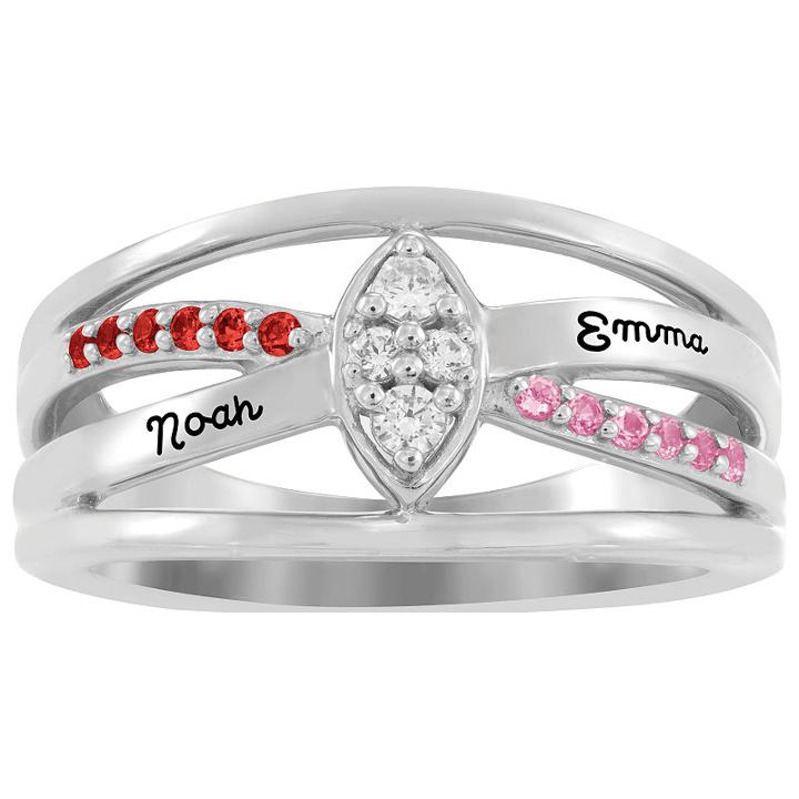 Personalized Womens Simulated Multi Color Multi Stone 10k Gold Cocktail Ring