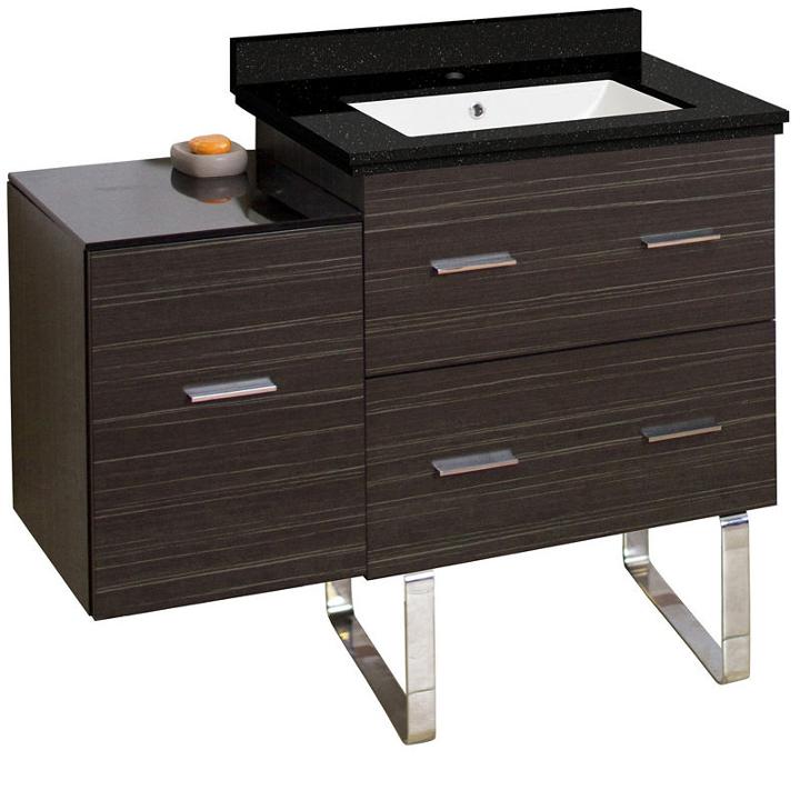 37.75-in. W Floor Mount Dawn Grey Vanity Set For 1hole Drilling Black Galaxy Top White Um Sink