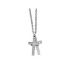 Mens Cubic Zirconia Stainless Steel Two Piece Cross Pendant