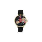 Olivia Pratt World Map Print Dial Womens Black Strap Watch-16624black