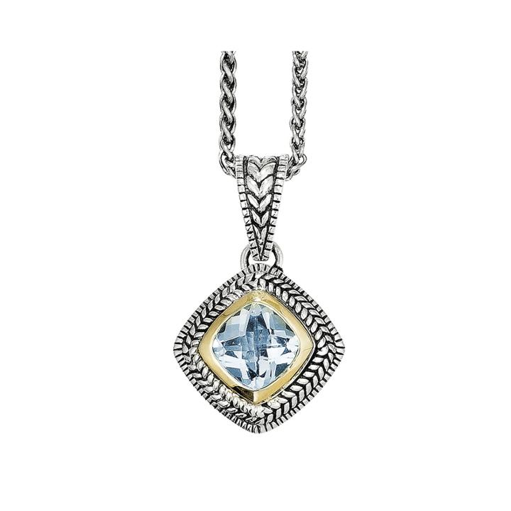 Shey Couture Genuine Sky Blue Topaz Sterling Silver 14k Gold Necklace