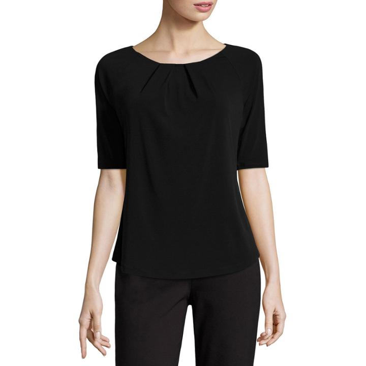 Liz Claiborne Elbow Sleeve Crew Neck T-shirt-womens