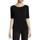Liz Claiborne Elbow Sleeve Crew Neck T-shirt-womens