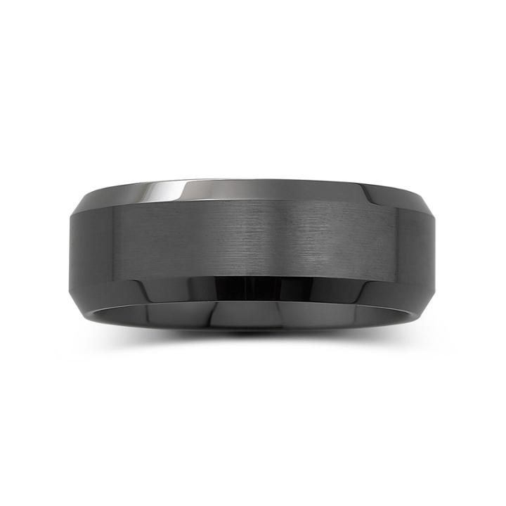 Mens Beveled Ceramic Band