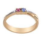 Personalized Womens Diamond Accent Simulated Crystal Multi Color 18k Gold Over Silver Round