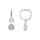 Diamonart Cubic Zirconia And Cultured Freshwater Pearl Sterling Silver Drop Earrings
