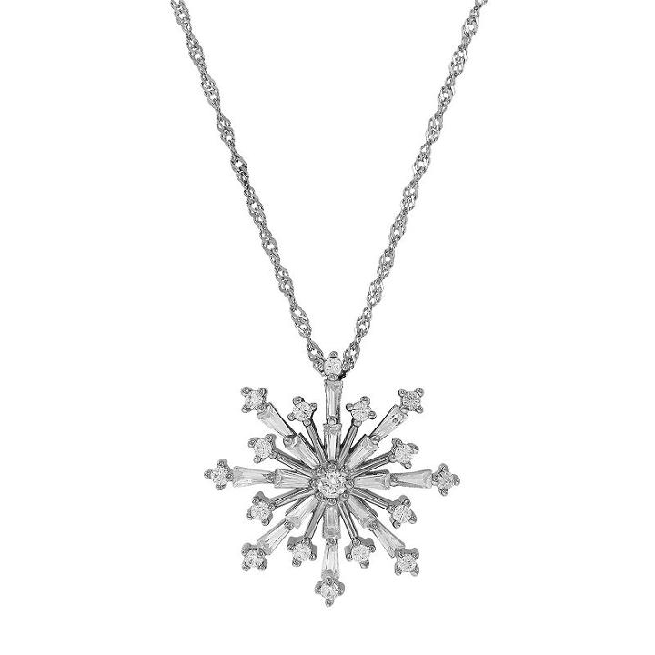 Cubic Zirconia Sterling Silver Snowflake Pendant