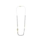 Rene Bargueiras Black Crystal 14k Yellow Gold Rosary Necklace