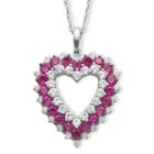 Lab-created Ruby & Lab-created White Sapphire Heart Pendant Necklace