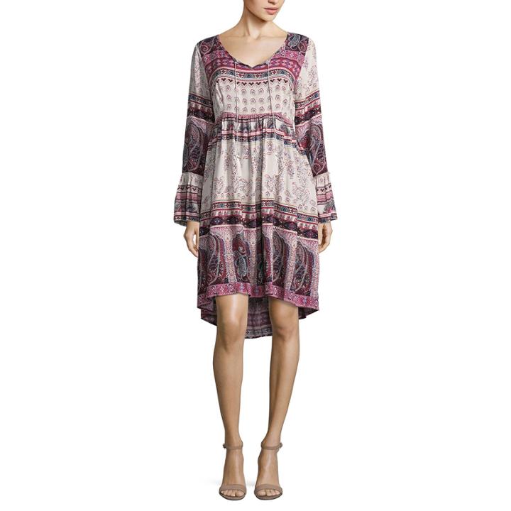 Unity World Wear Long Sleeve Paisley Shift Dress