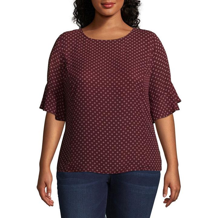 Liz Claiborne Ruffle Sleeve Top - Women's Plus