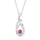 Womens 1/8 Ct. T.w. Lead Glass-filled Red Ruby 10k White Gold Pendant Necklace