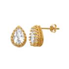 Lab-created White Sapphire 14k Gold Over Silver Earrings