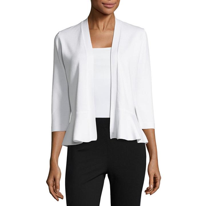 Liz Claiborne 3/4 Sleeve Peplum Cardigan