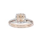 Blooming Bridal Genuine Cushion-cut Morganite And Diamond 14k Rose Gold Bridal Ring Set
