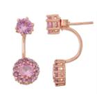 Lab-created Pink Sapphire & Amethyst 14k Rose Gold Over Silver Front-back Earrings