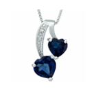 Lab-created Sapphire And Diamond-accent Sterling Silver Double-heart Pendant Necklace