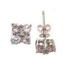 Diamond Accent Genuine Pink Morganite 14k Rose Gold 7mm Stud Earrings