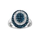 1 Ct. T.w. White & Color-enhanced Blue Sterling Silver Diamond Ring