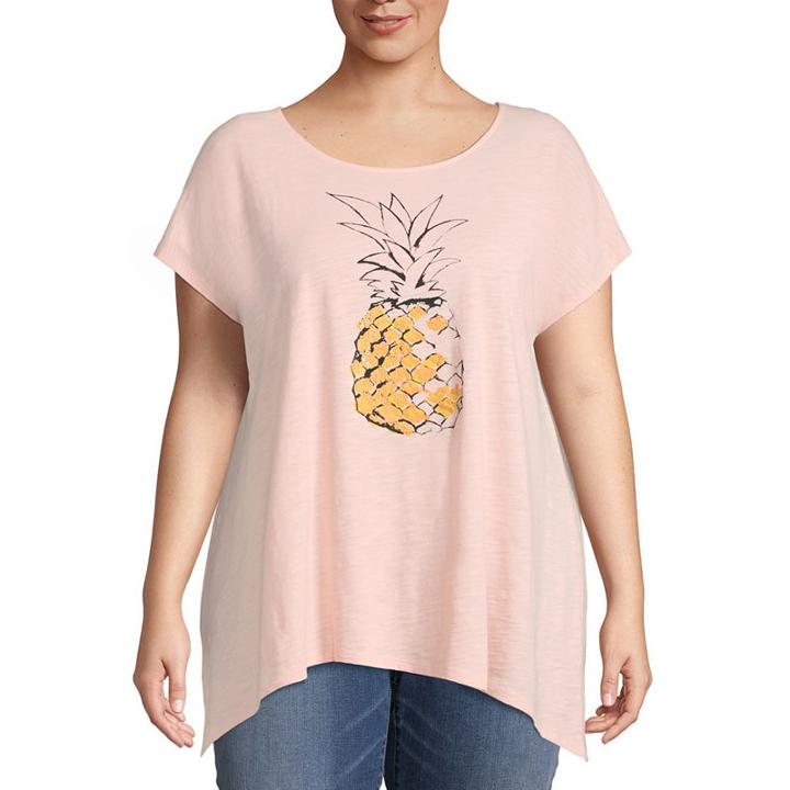 St. John's Bay Short Sleeve Sharkbite Graphic Tee - Plus