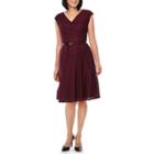Black Label By Evan-picone Cap Sleeve Eyelet Lace Belted Fit & Flare Dress