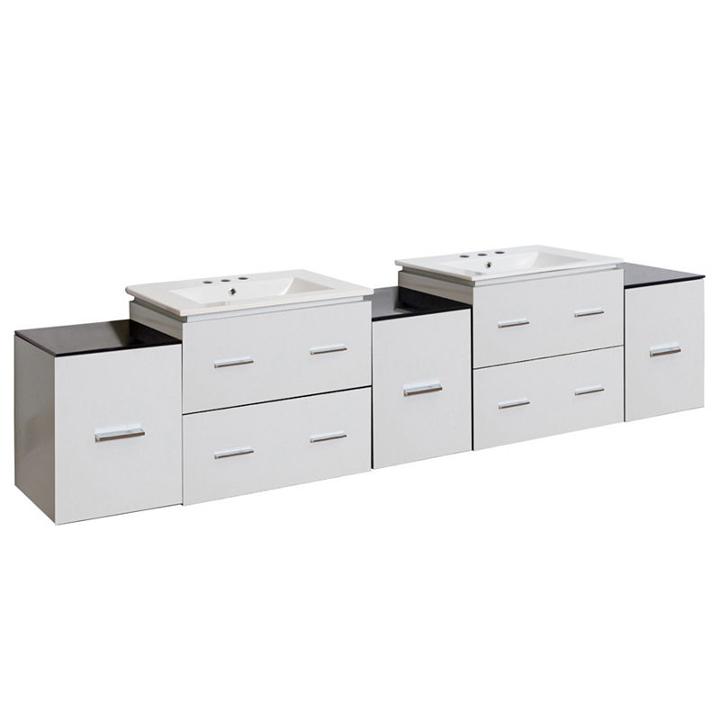 88.5-in. W Wall Mount White Vanity Set For 3h8-in. Drilling