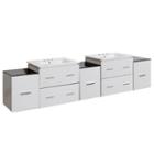 88.5-in. W Wall Mount White Vanity Set For 3h8-in. Drilling