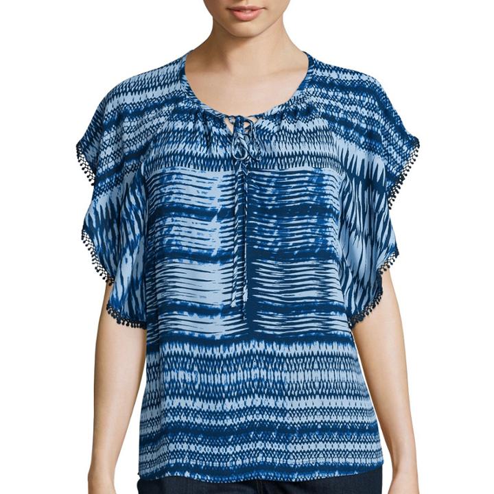 A.n.a Tie-up Flutter-sleeve Peasant Top