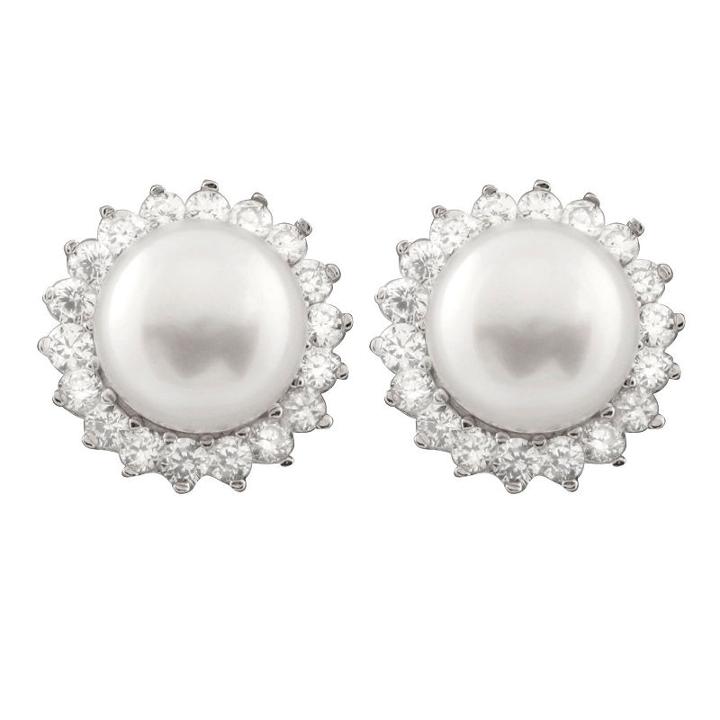 White Cultured Freshwater Pearls Sterling Silver Earring Jackets