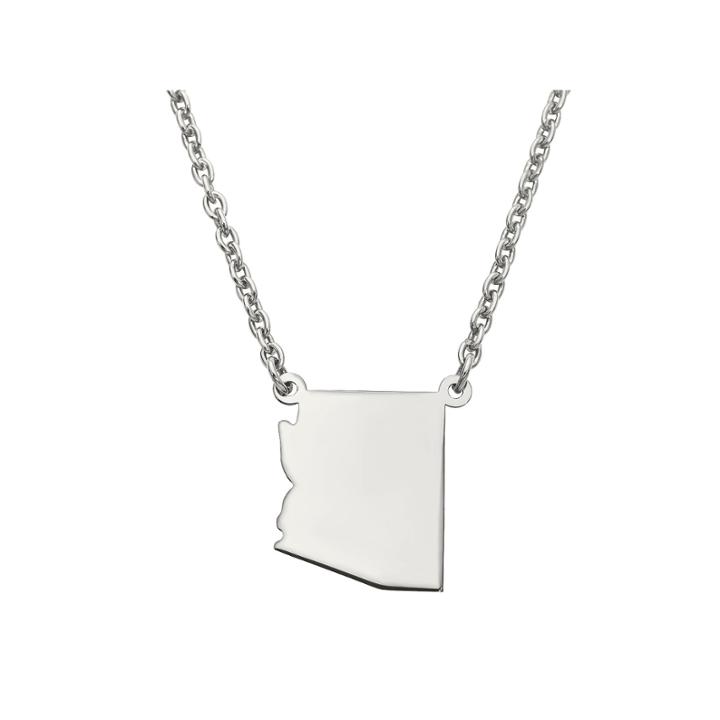 Personalized Sterling Silver Arizona Pendant Necklace
