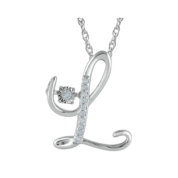 Love In Motion&trade; Diamond-accent Sterling Silver L Pendant Necklace
